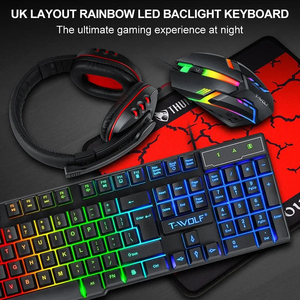 RGB gaming keyboard and mouse combo with ergonomic design