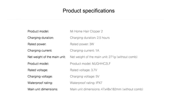 Xiaomi Mijia 2 Pro Tondeuse à cheveux - Étanche IPX7, Sans fil