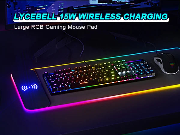 RGB wireless charging gaming mouse pad, XXL LED, 10 modes