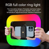 RGB rechargeable selfie ring light for mobile photography