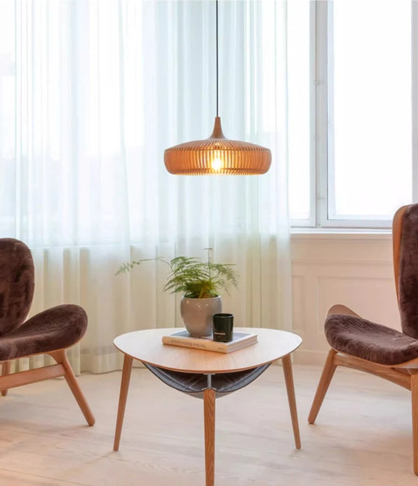 Nordic wood pendant lights: modern, walnut-finish chandeliers