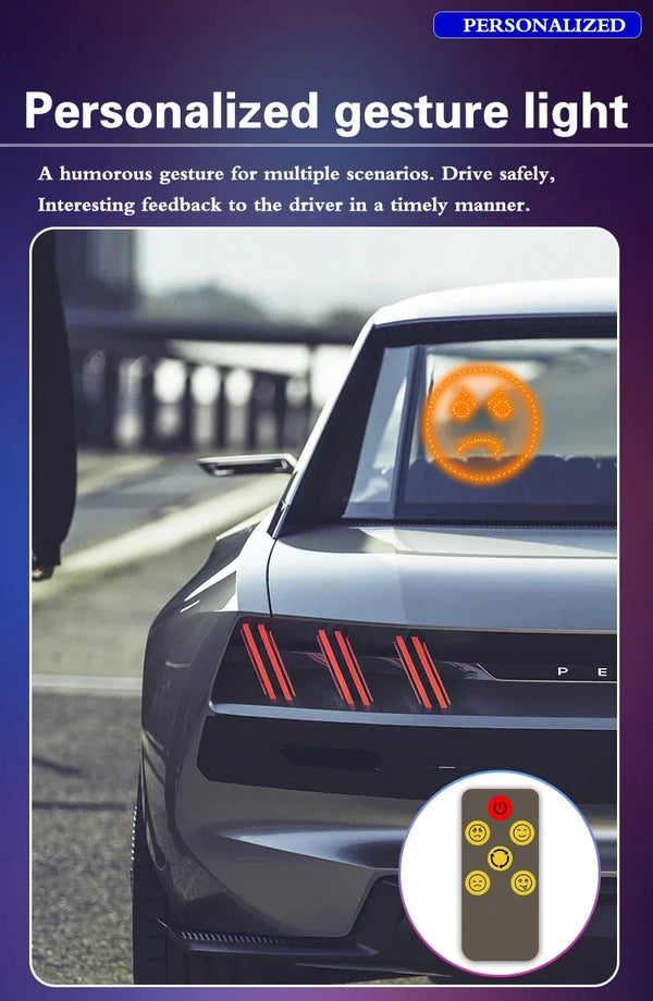 LED car expression light: remote control, multi-function warning