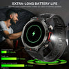 Smartwatch with LED flashlight, fitness tracker, health monitor