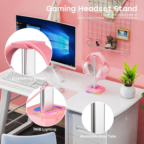 RGB gaming headset stand - aluminum alloy, PUBG compatible