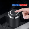 One-Touch Smell-Proof Car Ashtray with Blue LED & Fireproof Stainless Steel