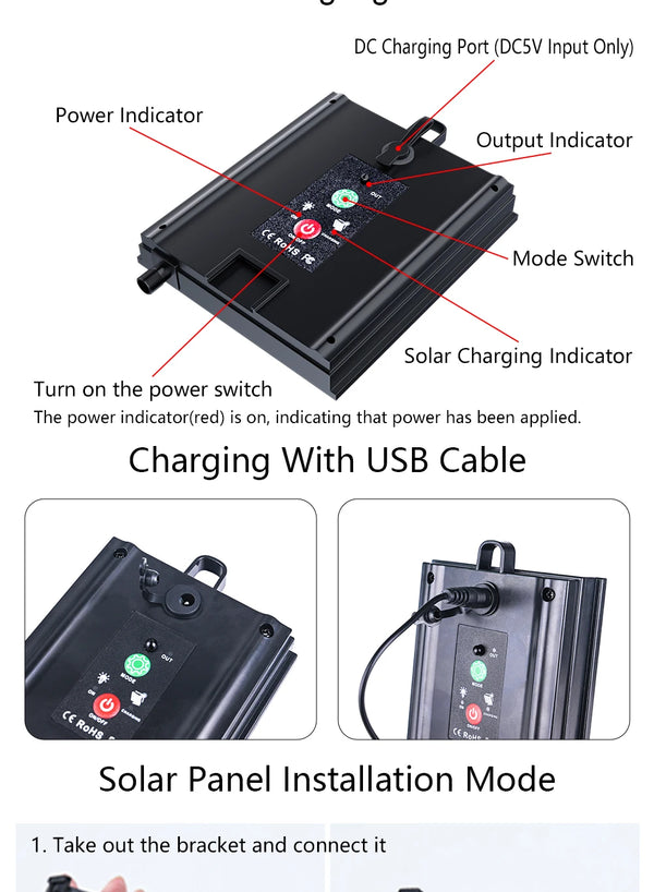 RGB solar LED strip lights - étanches, rechargeables