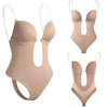 Backless medium-control plunge bodysuit – Clear straps & push-up shapewear corset