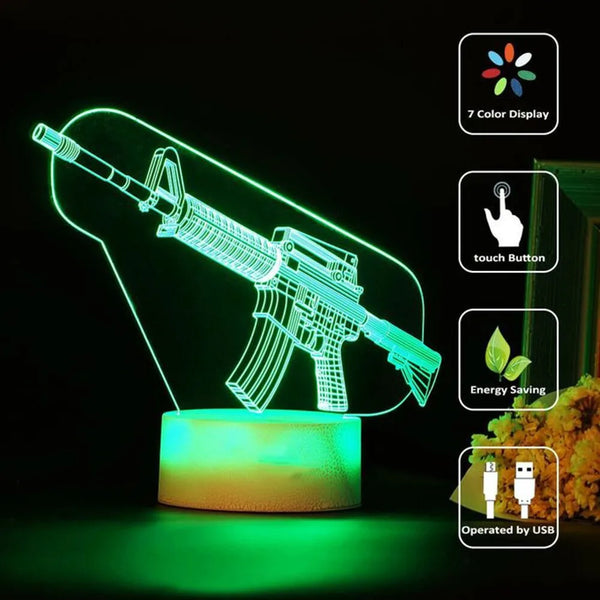Gaming 3d LED night light - Game rifle decor, perfect gift