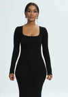 Ultimate seamless sculpting maxi dress – Long-sleeve shapewear slip with built-in bra
