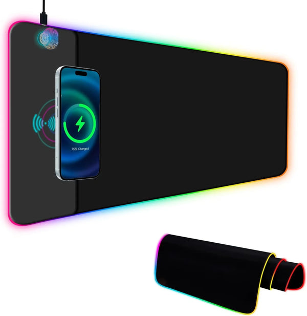 RGB wireless charging gaming mouse pad, XXL LED, 10 modes