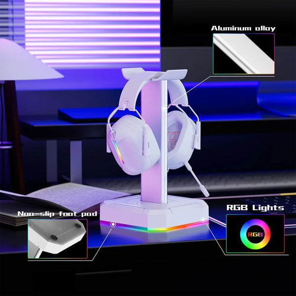 RGB gaming headset stand - aluminum alloy, PUBG compatible