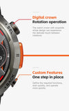Smartwatch with LED flashlight, fitness tracker, health monitor