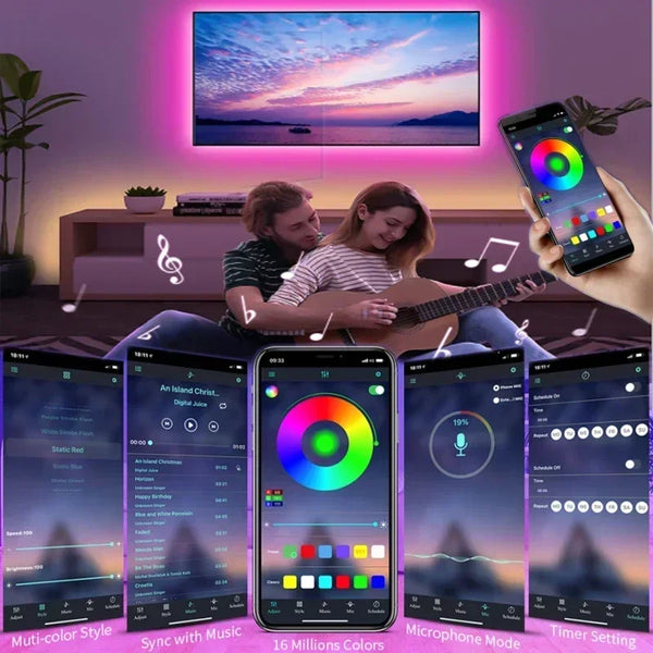 RGB led strip lights with app control for room decor