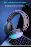 Gaming headphones wireless Bluetooth, RGB LED, noise-canceling mic