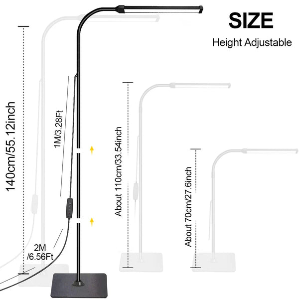 Lampe sur pied à col de cygne LED, réglable pour bureau/salon