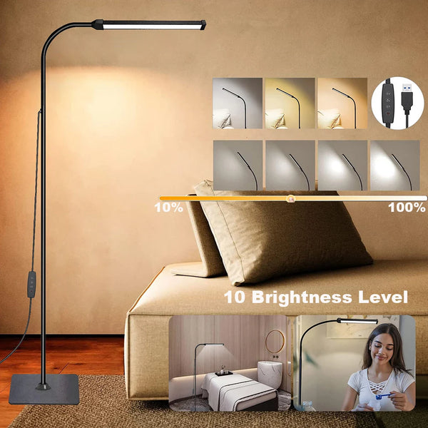Lampe sur pied à col de cygne LED, réglable pour bureau/salon