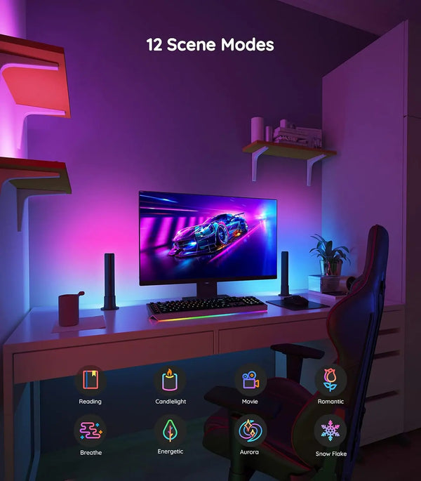 RGB LED gaming light with app control and dimming