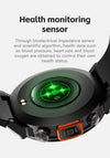 Smartwatch with LED flashlight, fitness tracker, health monitor