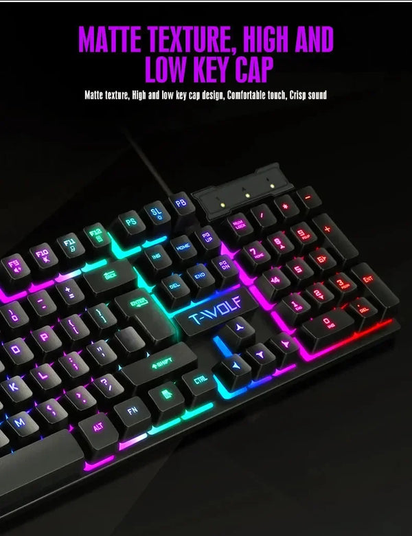 RGB gaming keyboard & mouse combo, backlit, 104 keycaps