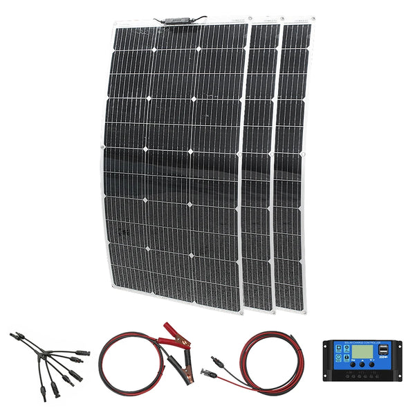 ASUNERGE 100–600 W Flexible Monocrystalline Solar Panel – Waterproof, Bendable Power for RV & Boat