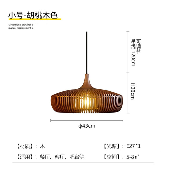 Nordic wood pendant lights: modern, walnut-finish chandeliers