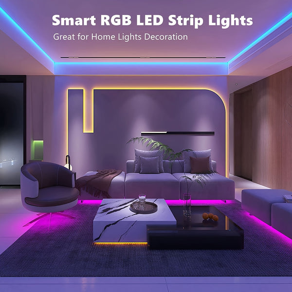 Smart LED strip lights - 50/100ft, contrôlées par application, synchronisation musicale