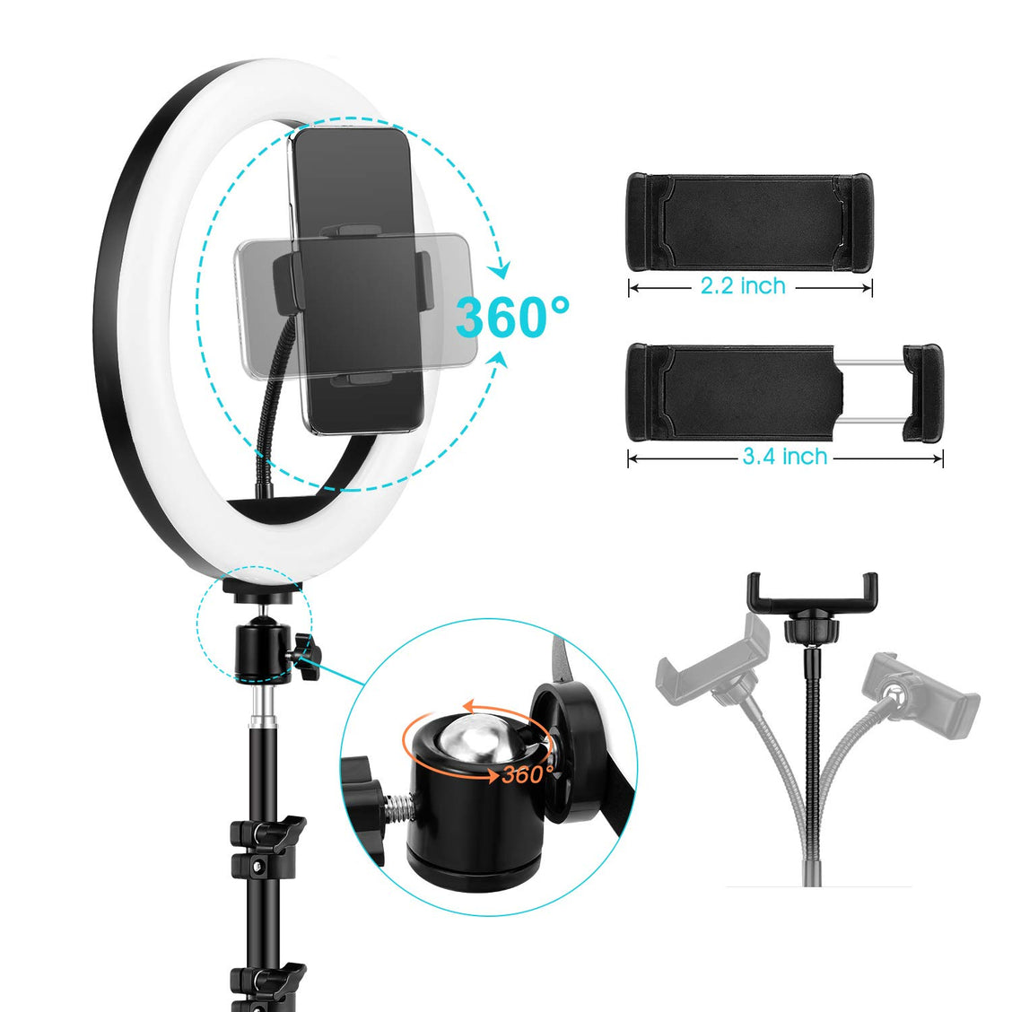 10 13 pouces LED Selfie Ring Light Avec Trépied