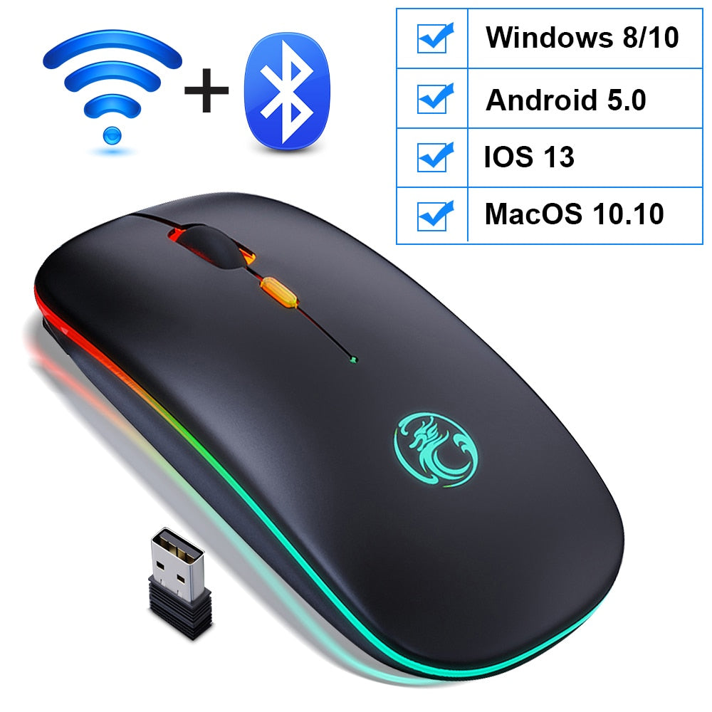 Wireless Mouse Ergonomic Bluetooth RGB Rechargeable