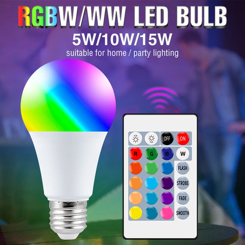 220V E27 RGB LED Colorful With IR Remote Control