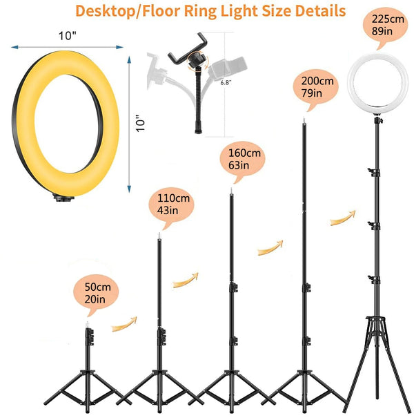 LED selfie ring light with 26cm tripod stand