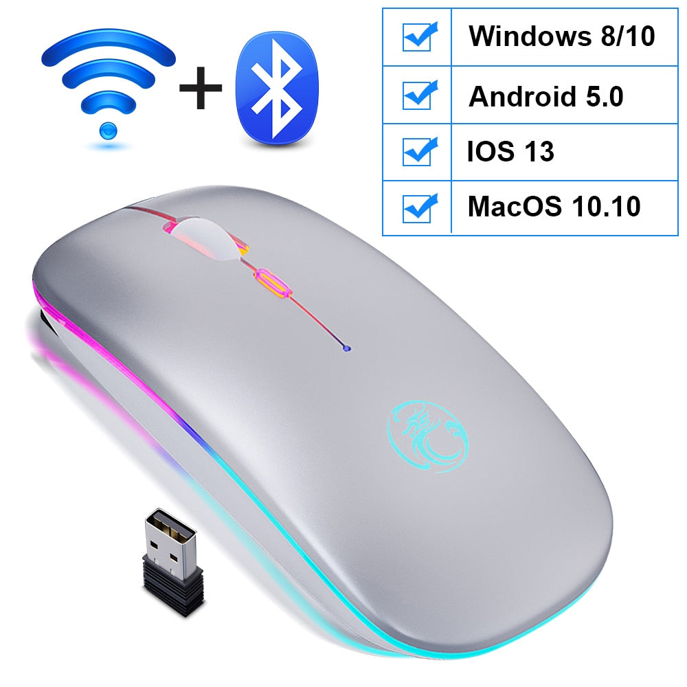 Wireless Mouse Ergonomic Bluetooth RGB Rechargeable