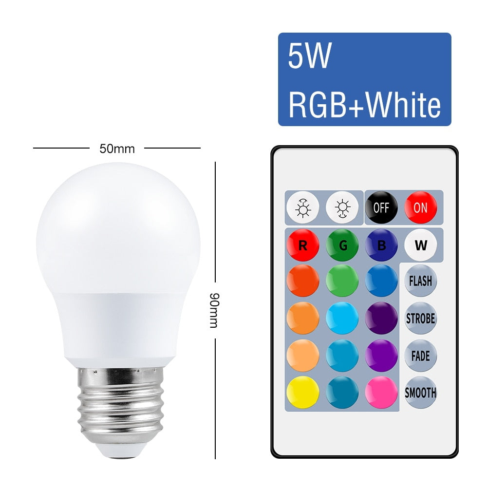 220V E27 RGB LED Colorful With IR Remote Control