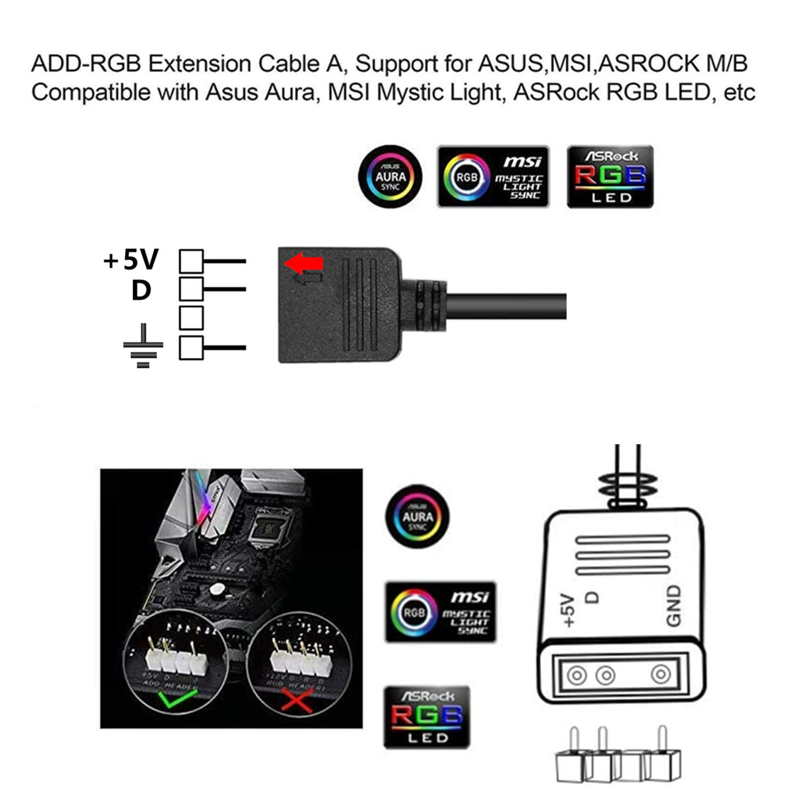 Bande de LEDs RVB WS2812b (5V 3 Pin adressable LED headers)