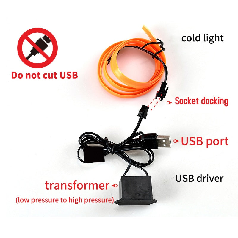 5m Car Interior Atmosphere Lamp With USB