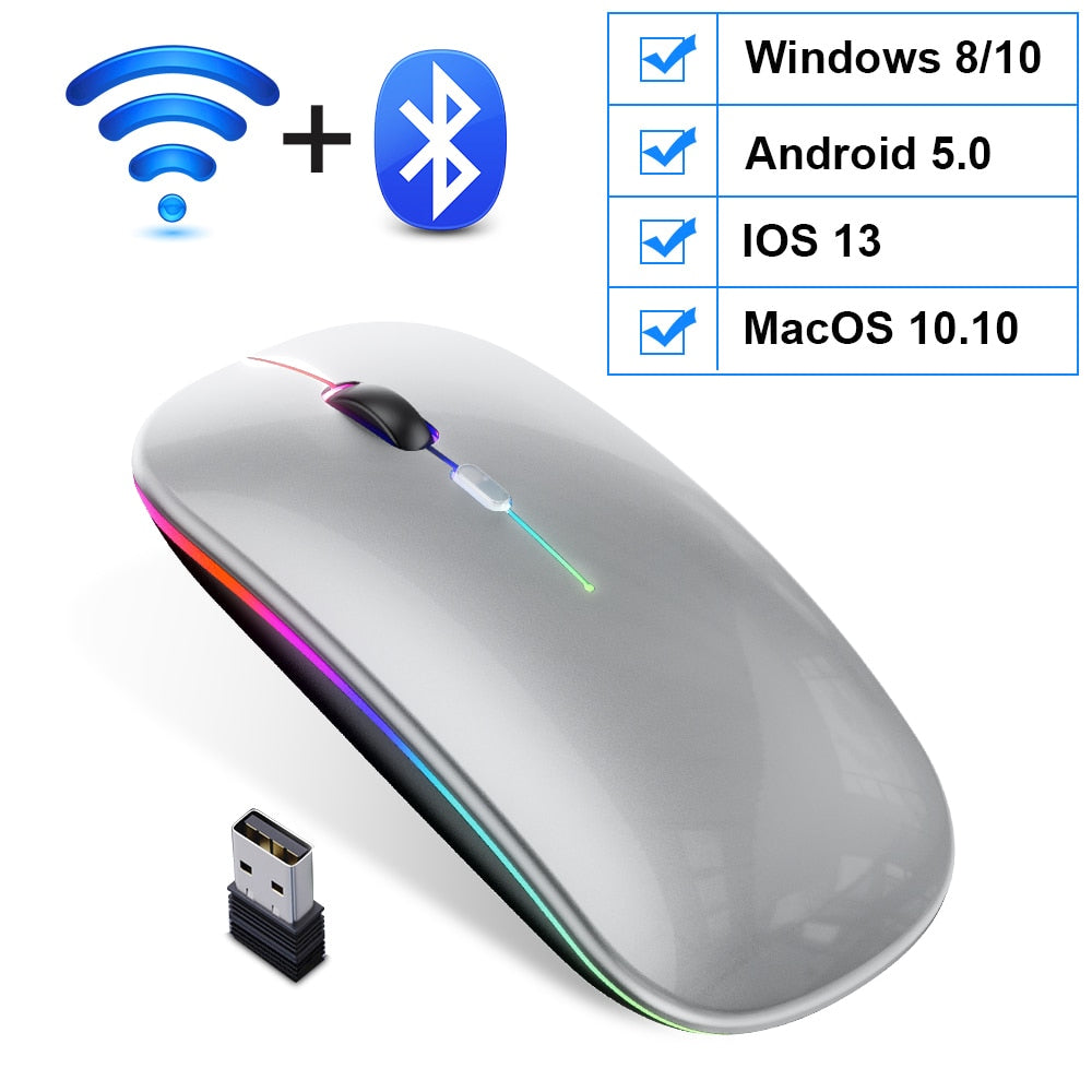 Wireless Mouse Ergonomic Bluetooth RGB Rechargeable