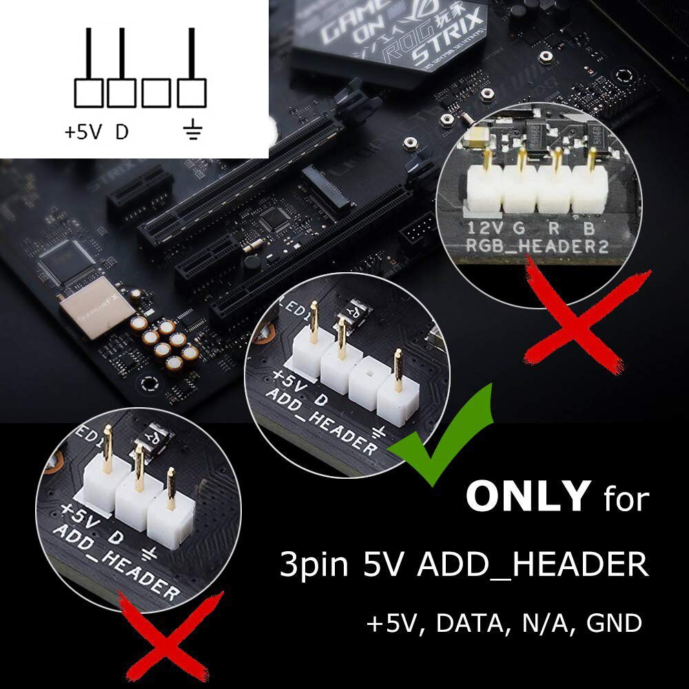 Bande de LEDs RVB WS2812b (5V 3 Pin adressable LED headers)