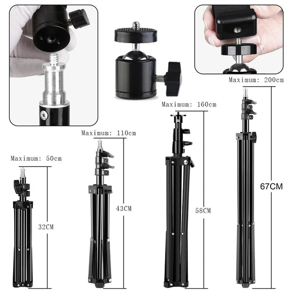 LED selfie ring light with 26cm tripod stand