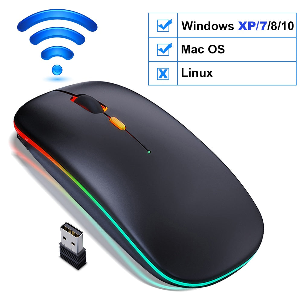 Wireless Mouse Ergonomic Bluetooth RGB Rechargeable