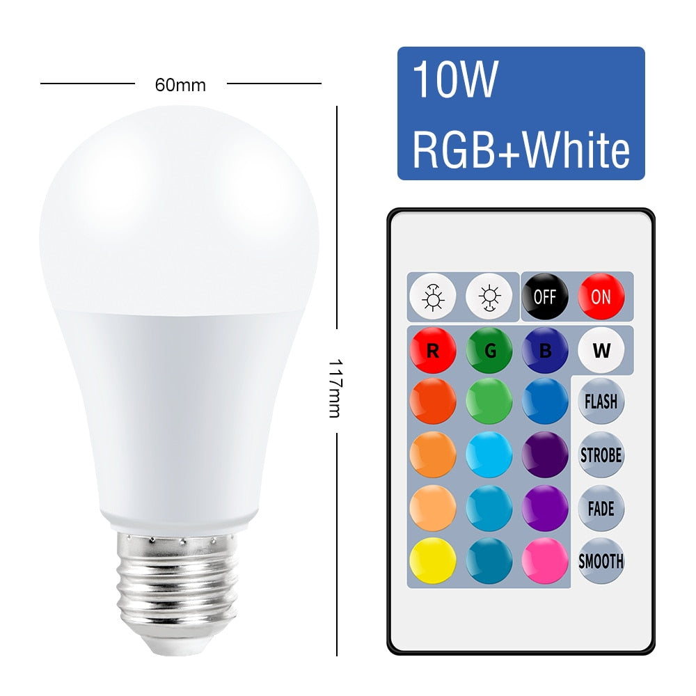 220V E27 RGB LED Colorful With IR Remote Control