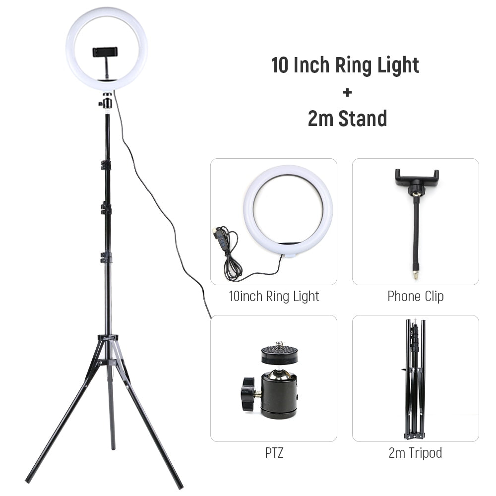 10 13 inches LED Selfie Ring Light With Tripod