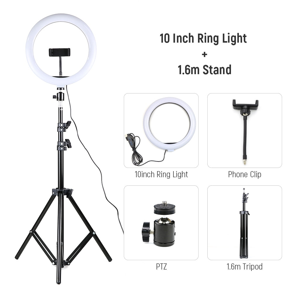 10 13 pouces LED Selfie Ring Light Avec Trépied