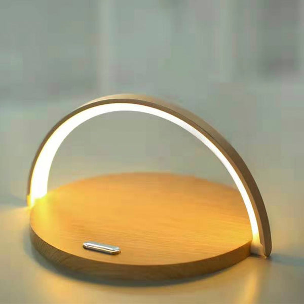 Wireless Qi charger LED lamp with USB and phone holder