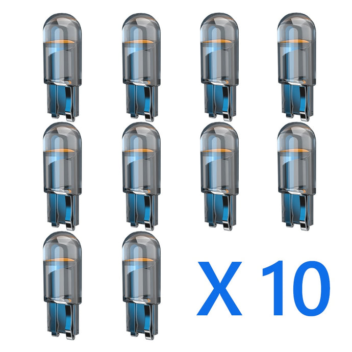 10pcs W5W Led T10 Car Light COB Glass 6000K White 12V Universal