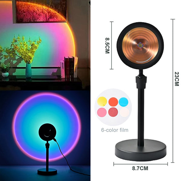 LED lampe projecteur de coucher de soleil - ambiance arc-en-ciel