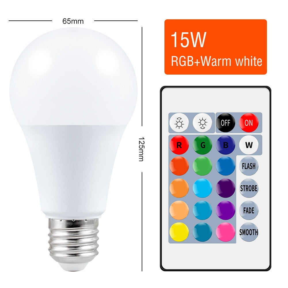 220V E27 RGB LED Colorful With IR Remote Control