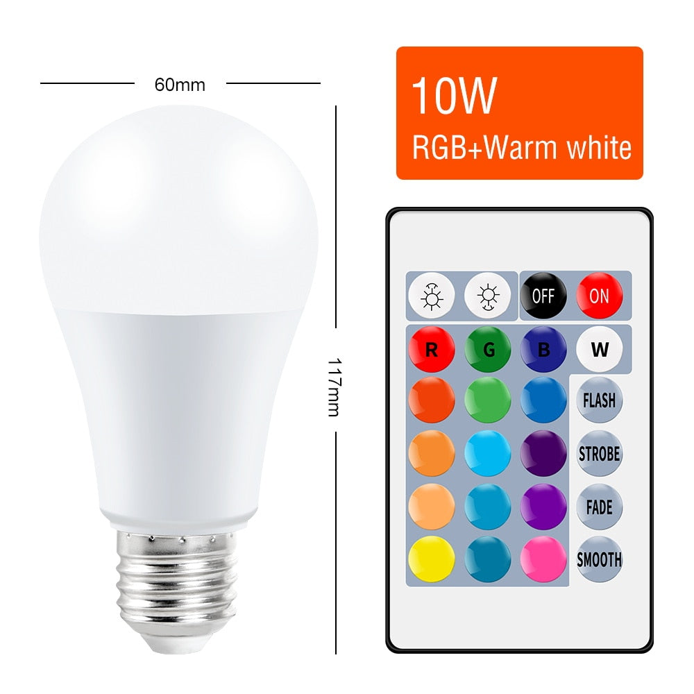 220V E27 RGB LED Colorful With IR Remote Control