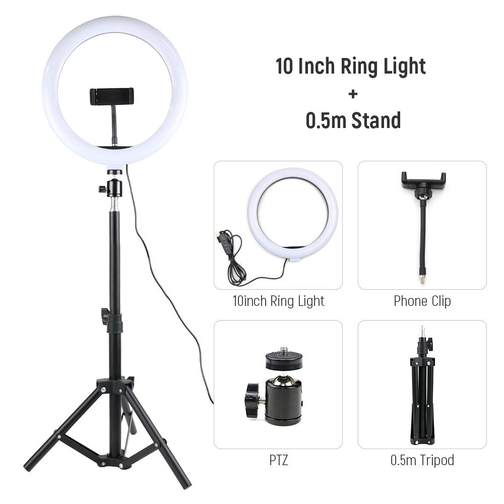 10 13 pouces LED Selfie Ring Light Avec Trépied