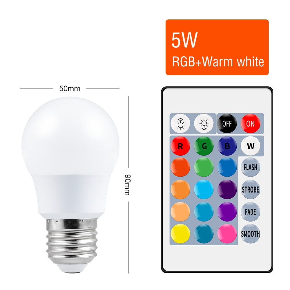 220V E27 RGB LED Colorful With IR Remote Control