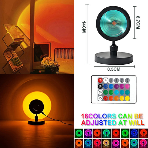 LED lampe projecteur de coucher de soleil - ambiance arc-en-ciel