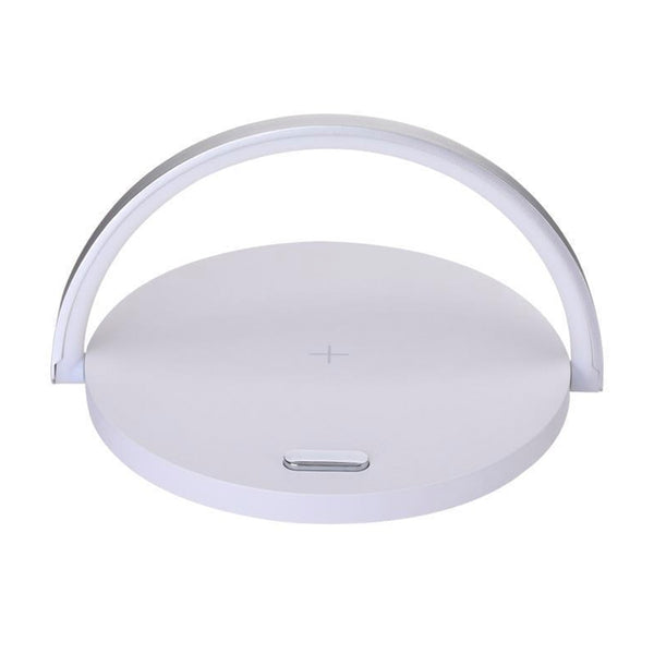 Wireless Qi charger LED lamp with USB and phone holder